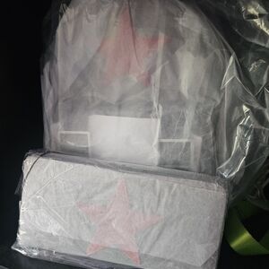 Gray Backpack with Pink Star Print